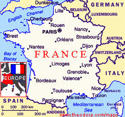 Kaart Frankrijk Streken